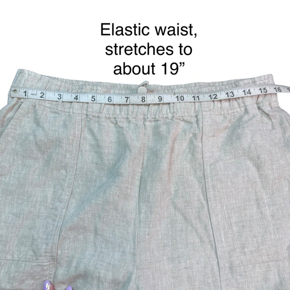 Reformation Cream Tan Linen Wide Leg Elastic Waist Draw String Pants size Large - Picture 7 of 13